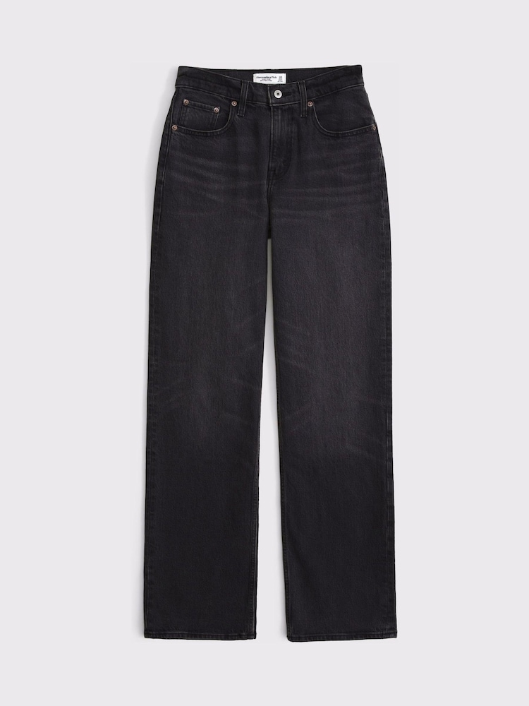 Abercrombie & Fitch Black High Rise 90s Relaxed Fit Denim Jeans - Image 7 of 7