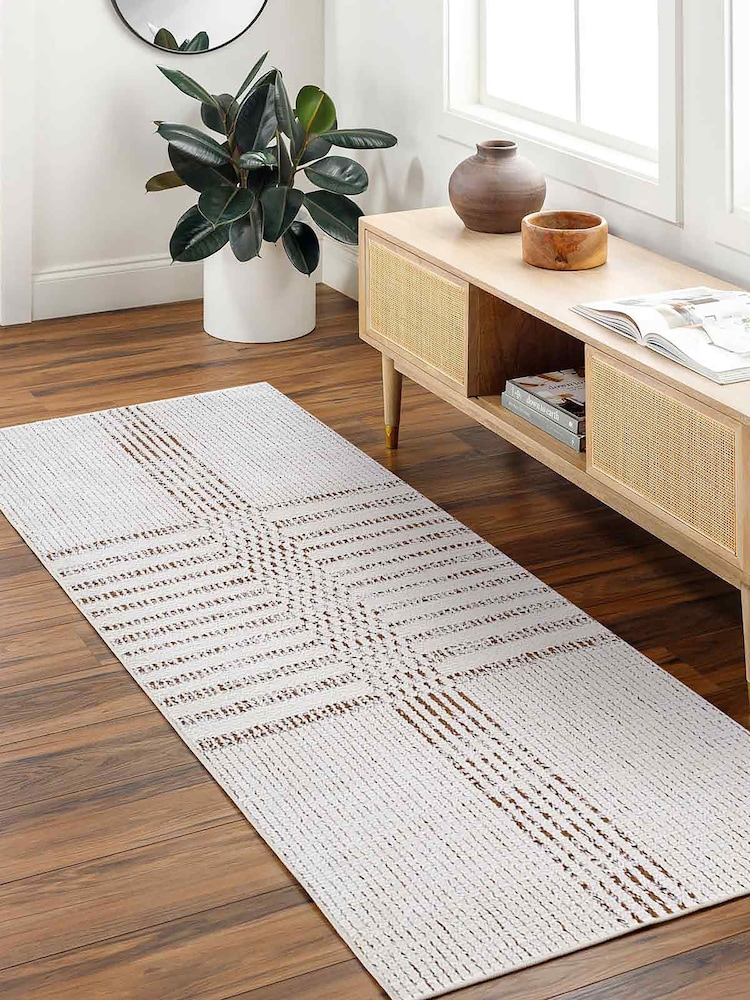 LIVABLISS Brown Architect IV Galey Alix Modern Graphic High Pile Runner - Image 2 of 6