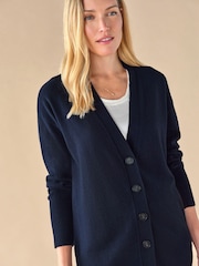 Pure Collection Blue Cashmere Boyfriend Cardigan - Image 3 of 3