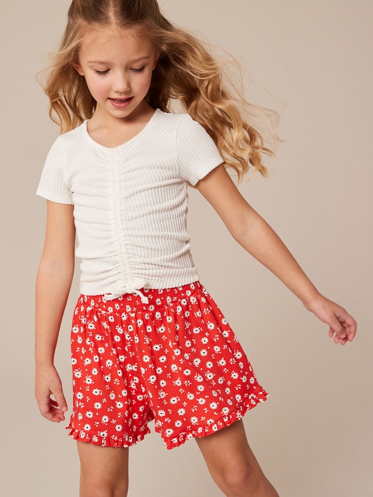 Ecru White Textured Ruche Front T-Shirt (3-16yrs) - Image 2 of 6
