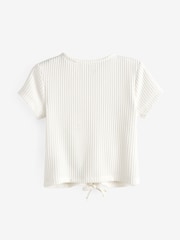 Ecru White Textured Ruche Front T-Shirt (3-16yrs) - Image 5 of 6