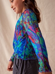 Blue Mesh Long Sleeve T-Shirt (3-16yrs) - Image 5 of 8
