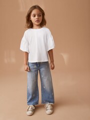 White Textured Frill Sleeve T-Shirt (3-16yrs) - Image 2 of 7
