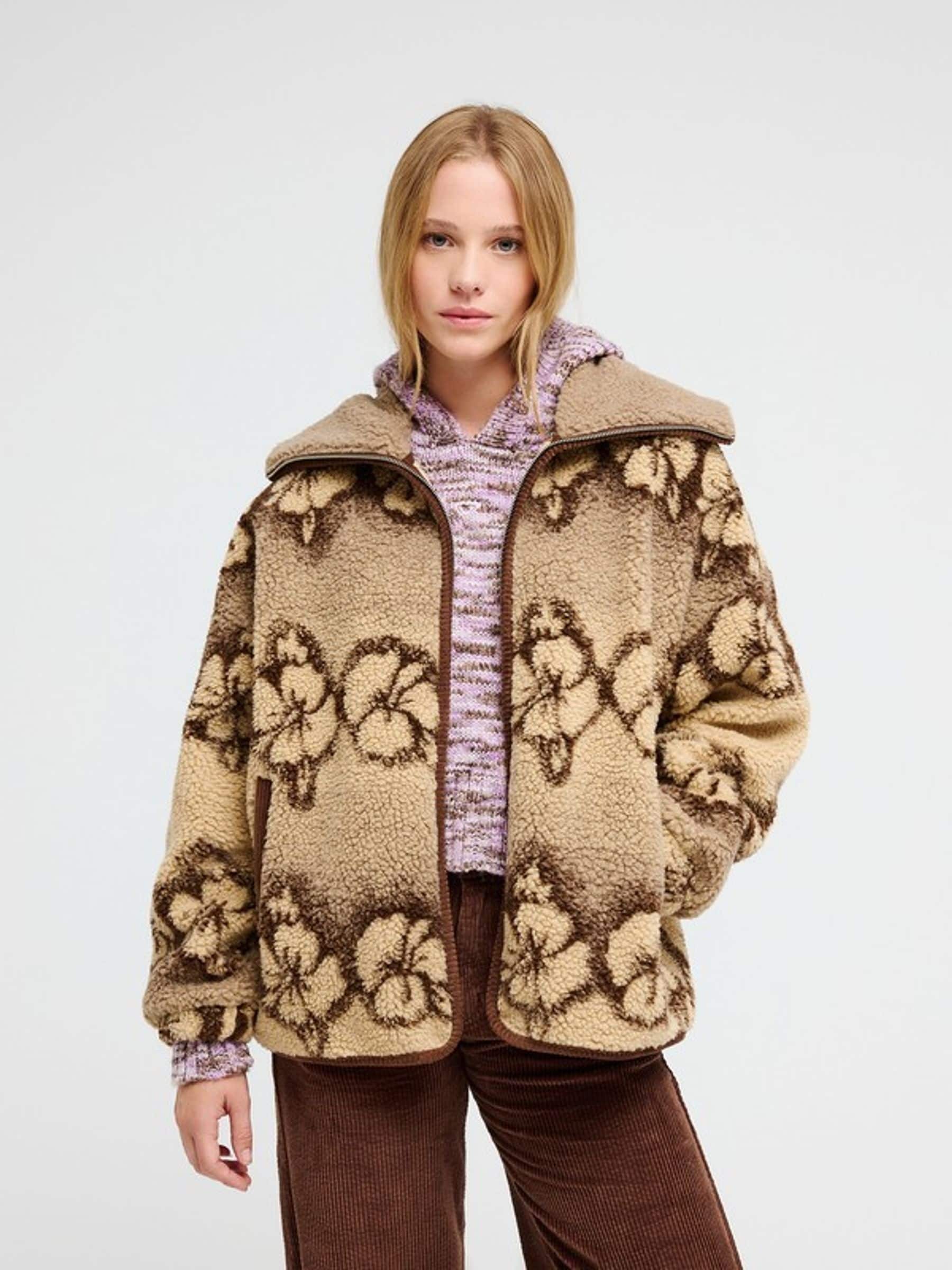 Buy Roxy Brown Feels Like Winter Oversized Sherpa Zip Jacket from