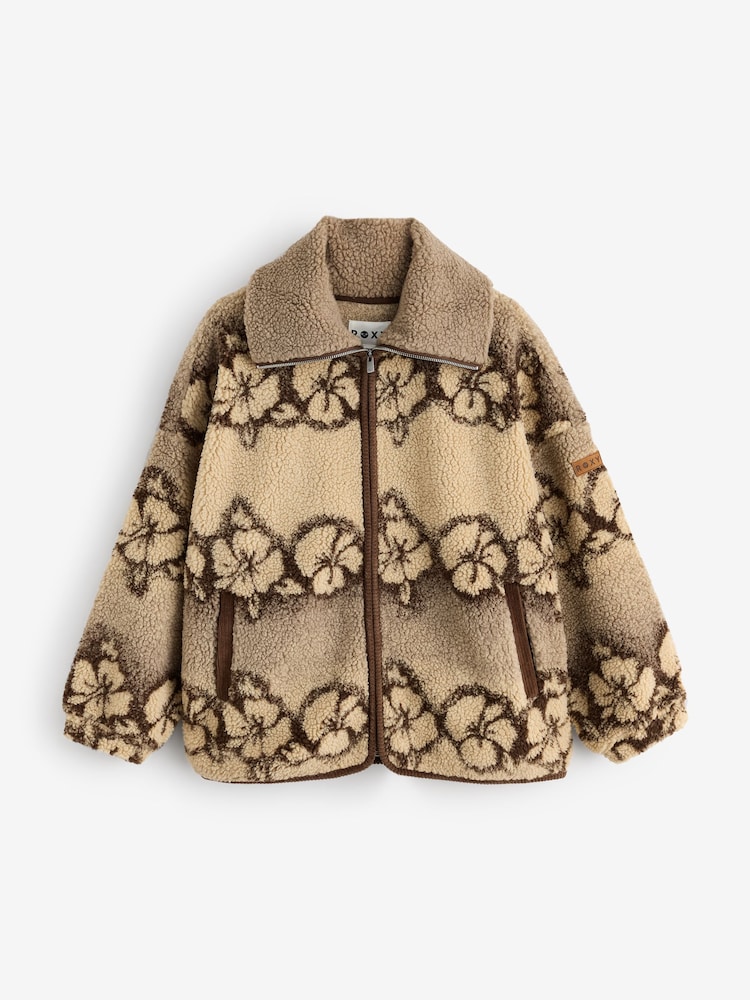 Roxy Brown Feels Like Winter Oversized Sherpa Zip Jacket - Image 1 of 1