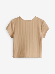 Neutral Textured Ruche Front T-Shirt (3-16yrs) - Image 5 of 6