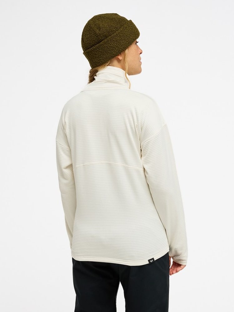 Roxy White Snowstride Half Zip Fleece - Technical Mid Layer Top - Image 2 of 7 Roxy White Snowstride Half Zip Fleece - Technical Mid Layer Top - Image 2 of 7