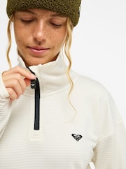 Roxy White Snowstride Half Zip Fleece - Technical Mid Layer Top - Image 3 of 7