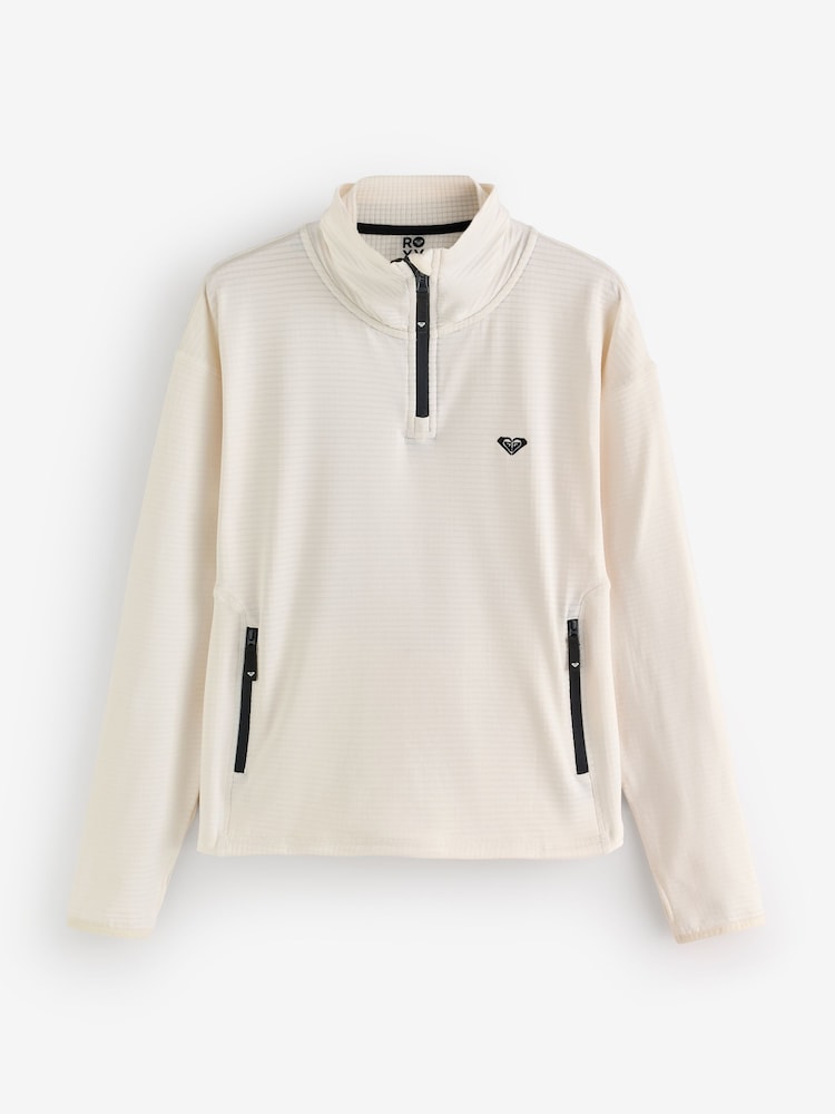 Roxy White Snowstride Half Zip Fleece - Technical Mid Layer Top - Image 7 of 7 Roxy White Snowstride Half Zip Fleece - Technical Mid Layer Top - Image 7 of 7