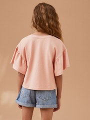 Pink Textured Frill Sleeve T-Shirt (3-16yrs) - Image 3 of 7