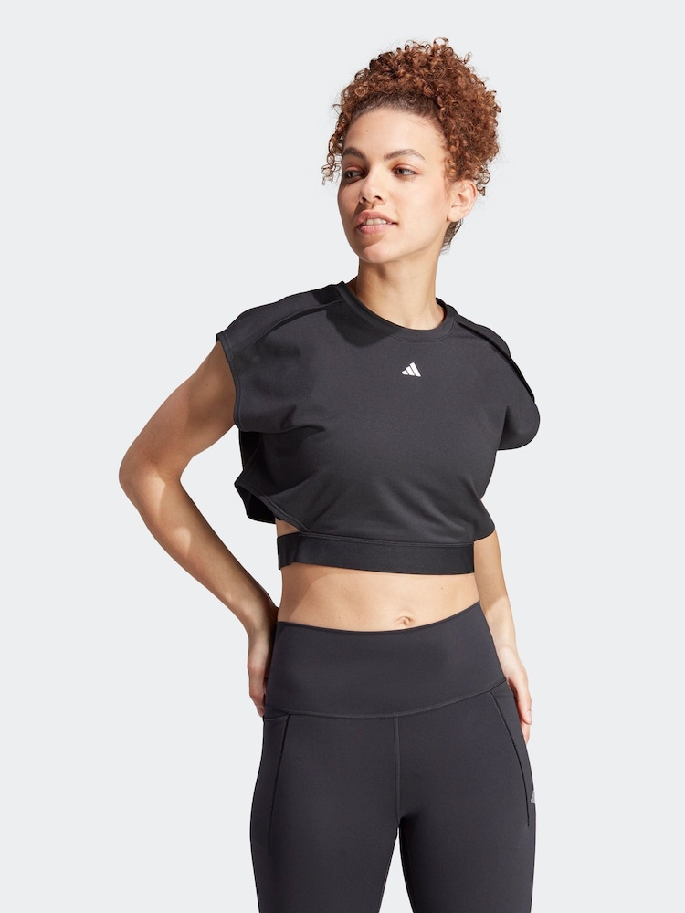 adidas Black Power Aeroready Crop Tank Top - Image 1 of 8