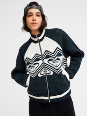Roxy Black/White Under North Mock Neck Cardigan - Image 1 of 7