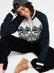 Roxy Black/White Under North Mock Neck Cardigan - Image 3 of 7