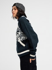 Roxy Black/White Under North Mock Neck Cardigan - Image 6 of 7