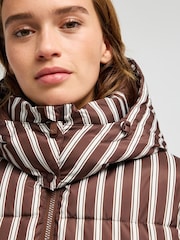 Roxy Brown Stripe Diamond Forest Hooded Puffer Jacket - Image 4 of 7
