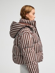 Roxy Brown Stripe Diamond Forest Hooded Puffer Jacket - Image 5 of 7