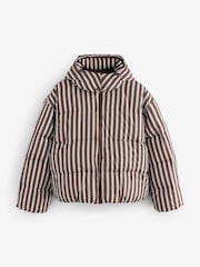 Roxy Brown Stripe Diamond Forest Hooded Puffer Jacket - Image 7 of 7