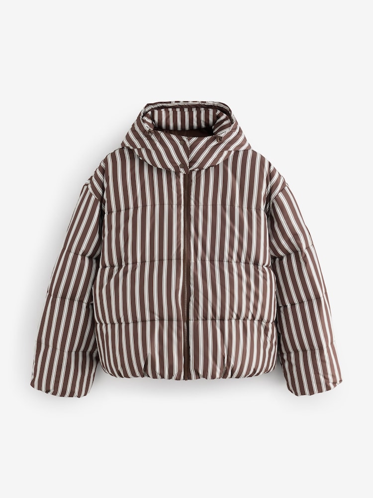 Roxy Brown Stripe Diamond Forest Hooded Puffer Jacket - Image 7 of 7 Roxy Brown Stripe Diamond Forest Hooded Puffer Jacket - Image 7 of 7