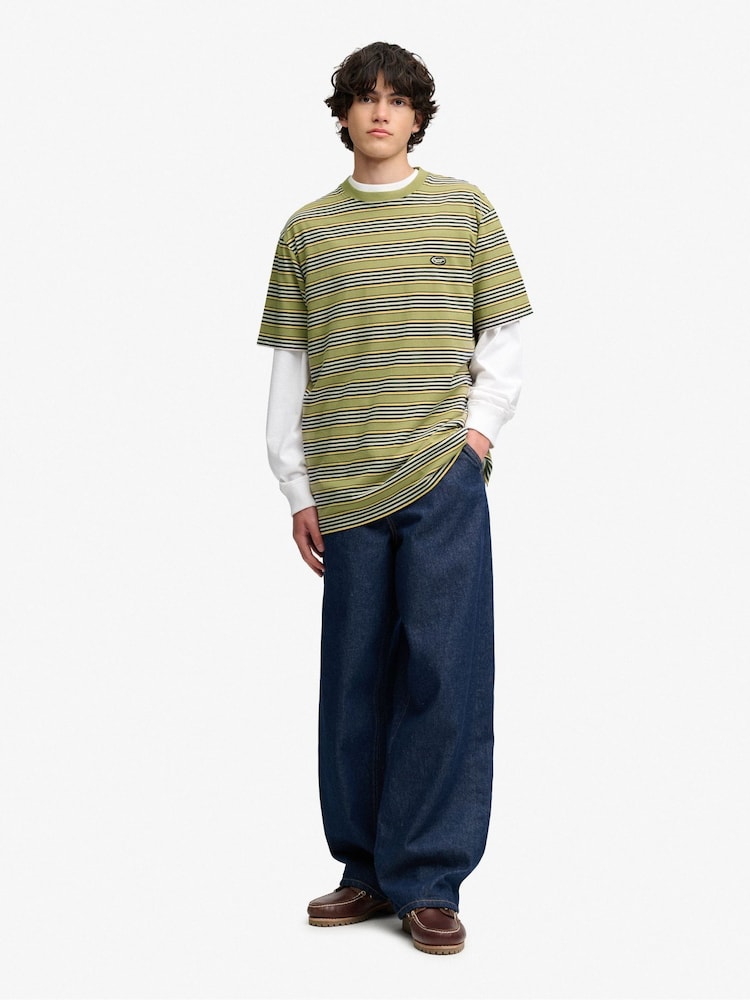 SUPERDRY Green Oversized Stripe T-Shirt - Image 2 of 8 SUPERDRY Green Oversized Stripe T-Shirt - Image 2 of 8