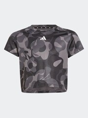 adidas Black Kids Sportswear Essentials Aeroready Seasonal Print Crop T-Shirt - Image 1 of 1