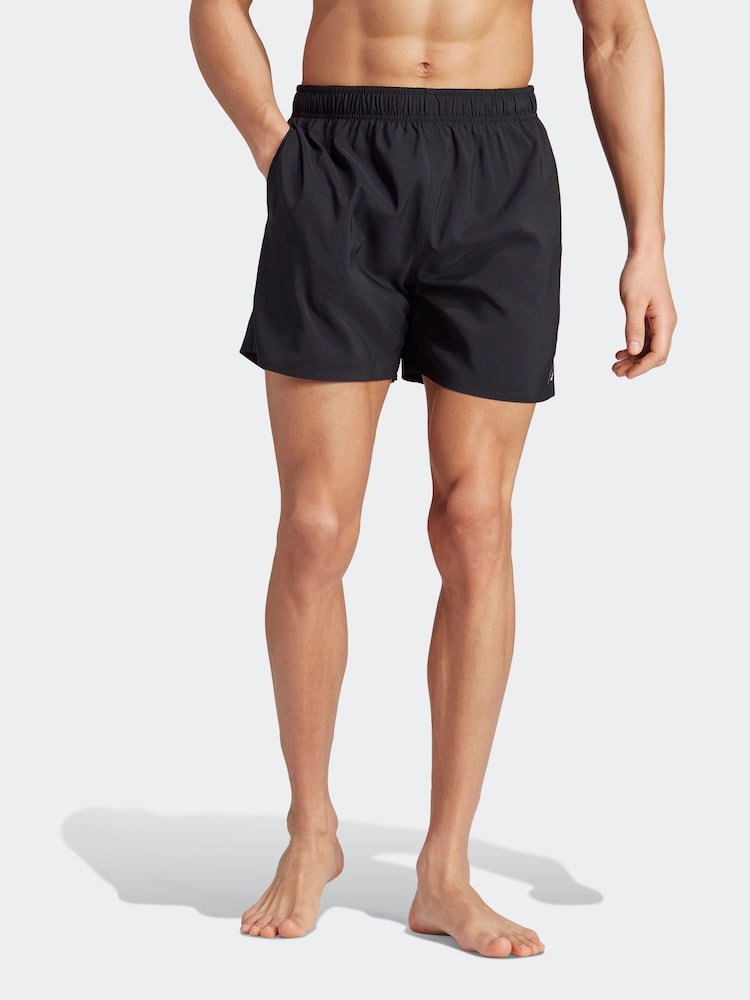 adidas Dark Black Solid CLX Short Length Swim Shorts - Image 1 of 9