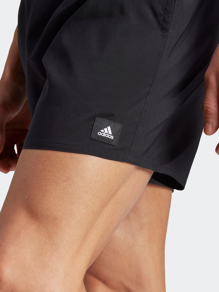 adidas Dark Black Solid CLX Short Length Swim Shorts - Image 7 of 9