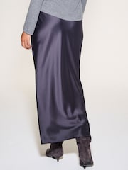 Dark Grey Satin Midi Skirt - Image 4 of 5