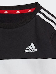 adidas Black/Red Kids Sportswear Tiberio 3-Stripes Colourblock Tracksuit Set - Image 2 of 4