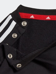 adidas Black/Red Kids Sportswear Tiberio 3-Stripes Colourblock Tracksuit Set - Image 3 of 4