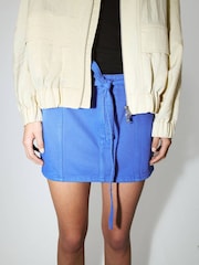 Mango Blue TIe Waist Denim Mini Skirt - Image 1 of 7