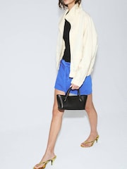 Mango Blue TIe Waist Denim Mini Skirt - Image 3 of 7