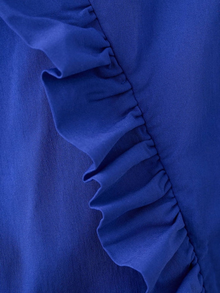 Mango Blue Frill Bandeau Mini Dress - Image 6 of 6 Mango Blue Frill Bandeau Mini Dress - Image 6 of 6
