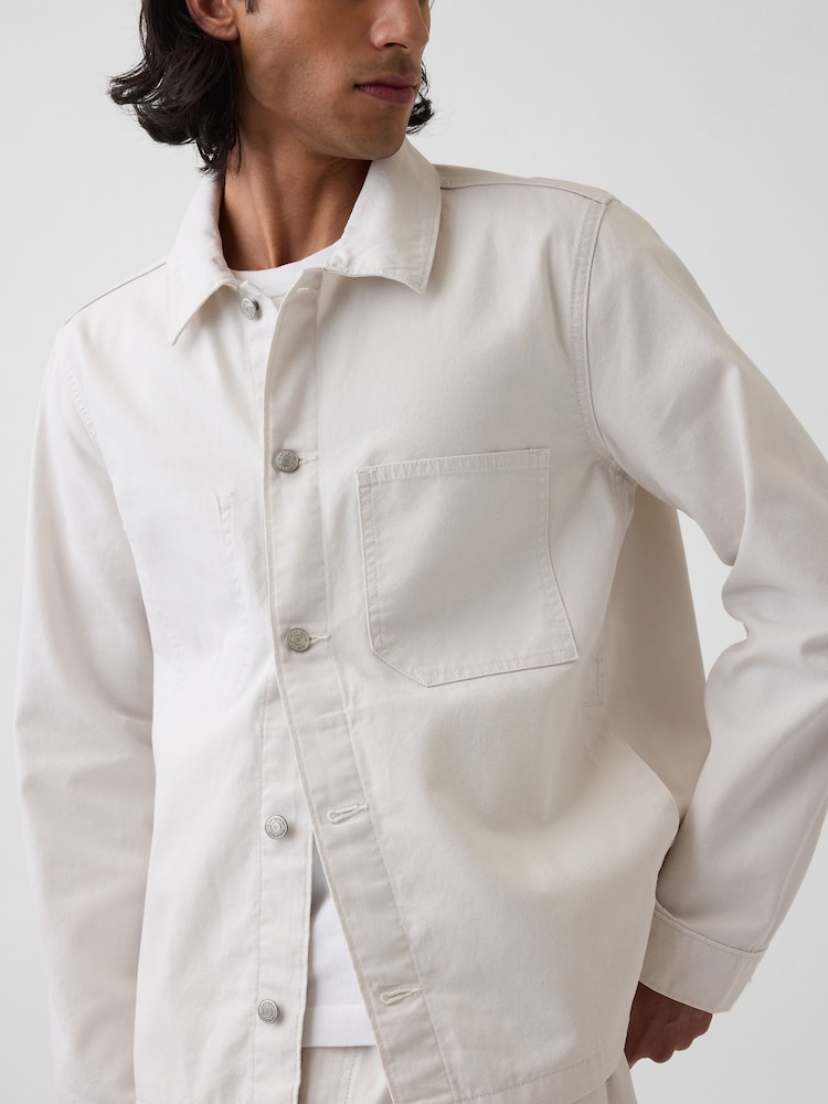 Gap White Canvas Relaxed Shirt Jacket - Image 5 of 5 Gap White Canvas Relaxed Shirt Jacket - Image 5 of 5