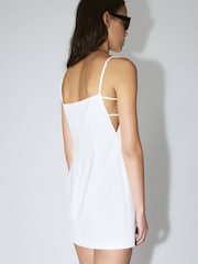 Mango White Strap Detail Mini Dress - Image 3 of 6