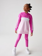 rožnata - Adidas Otroška športna oblačila Tiberio 3-črtast; progast Colorblock Fleece Leggings Set - Slika 2 iz 12