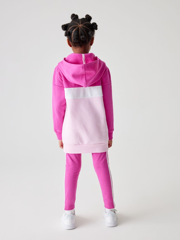Różowy - Zestaw dziecięcy adidas Sportswear Tiberio 3-stripes w bloki kolorów z polarowymi legginsami - Image 3 of 12