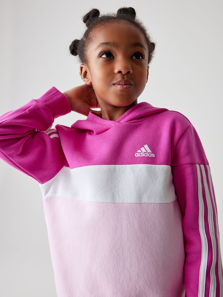 Różowy - Zestaw dziecięcy adidas Sportswear Tiberio 3-stripes w bloki kolorów z polarowymi legginsami - Image 4 of 12