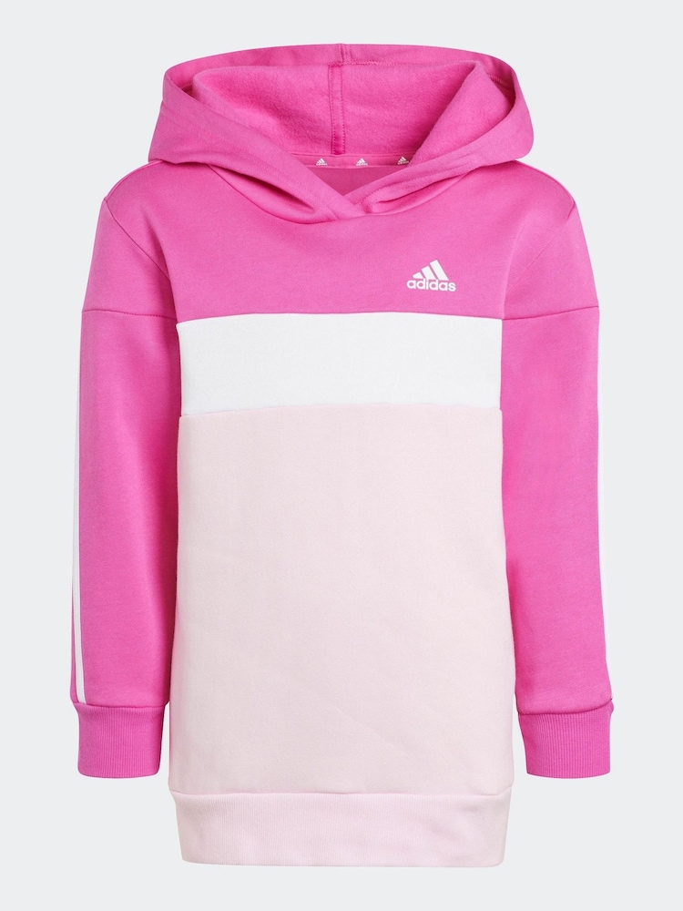 Różowy - Zestaw dziecięcy adidas Sportswear Tiberio 3-stripes w bloki kolorów z polarowymi legginsami - Image 8 of 12