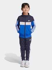 adidas Blue Kids Sportswear Tiberio 3-Stripes Colorblock Shiny Tracksuit - Image 3 of 14