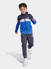 adidas Blue Kids Sportswear Tiberio 3-Stripes Colorblock Shiny Tracksuit - Image 4 of 14