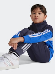 adidas Blue Kids Sportswear Tiberio 3-Stripes Colorblock Shiny Tracksuit - Image 5 of 14
