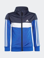 adidas Blue Kids Sportswear Tiberio 3-Stripes Colorblock Shiny Tracksuit - Image 8 of 14