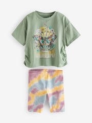 Khaki Green Sequin Butterfly T-Shirt and Cycling Shorts Set (3-16yrs) - Image 4 of 6