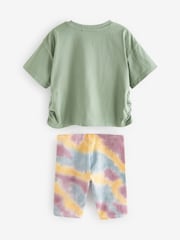 Khaki Green Sequin Butterfly T-Shirt and Cycling Shorts Set (3-16yrs) - Image 5 of 6