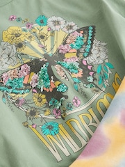 Khaki Green Sequin Butterfly T-Shirt and Cycling Shorts Set (3-16yrs) - Image 6 of 6