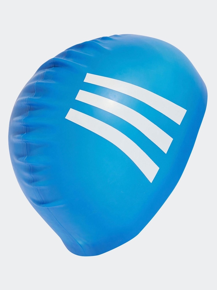 adidas Blue Adidas 3-Stripes Swim Cap Kids - Image 2 of 4