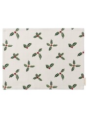Sophie Allport Natural Fabric Christmas Holly And Berry Placemat - Image 1 of 1