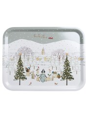 Sophie Allport Green Large Festive Forest Printed Tray - Image 1 of 1