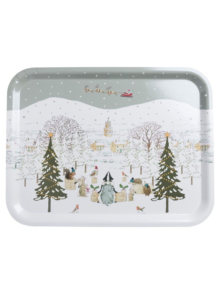 Sophie Allport Green Large Festive Forest Printed Tray - Image 1 of 1