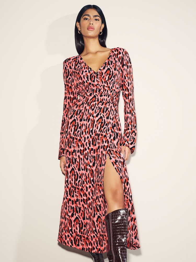 Myleene Klass Pink Animal Print Wrap Dress - Image 1 of 6